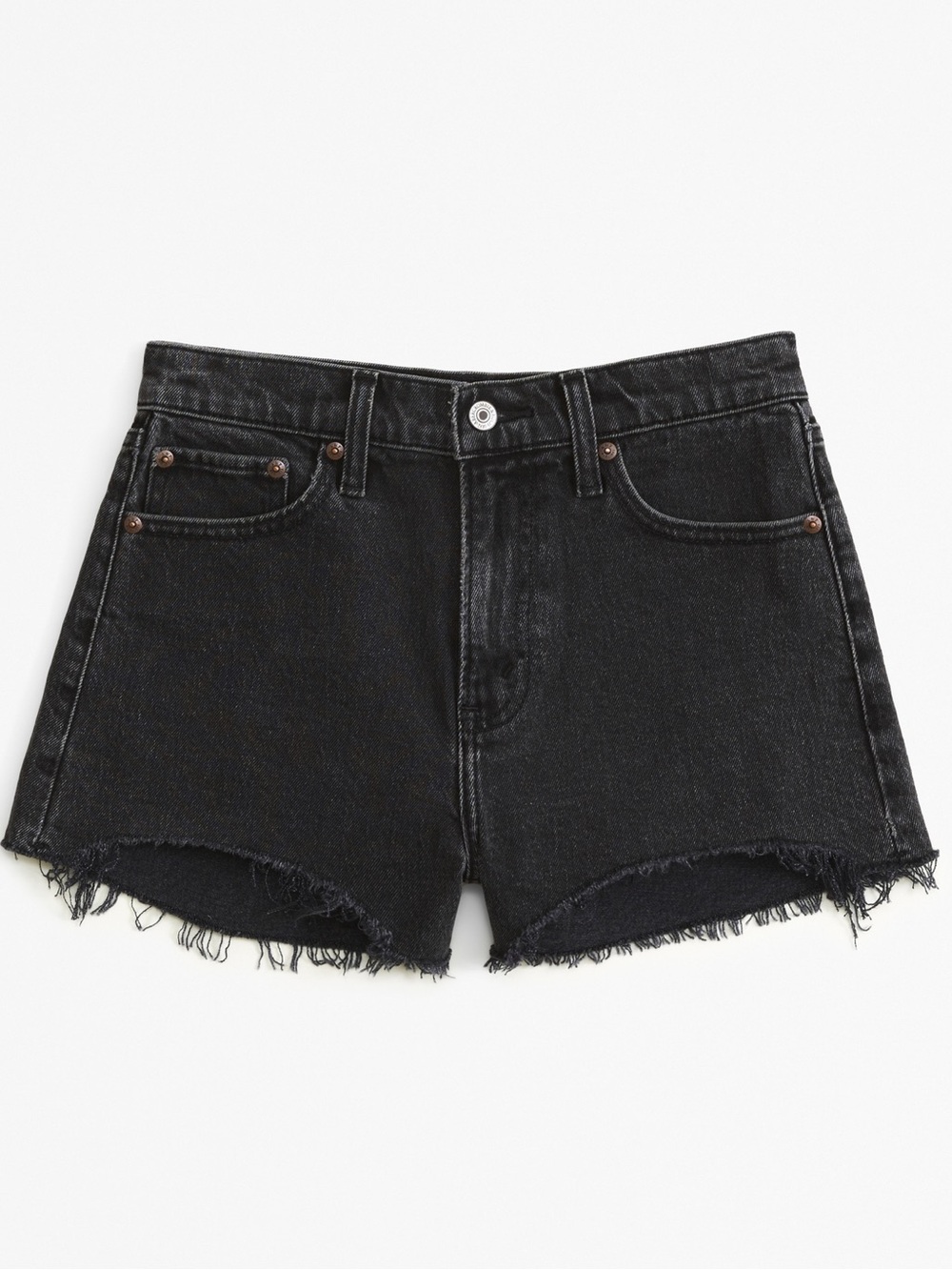 Abercrombie The Mom Short High Rise Black Cut Off Denim Jean Shorts Sz 28